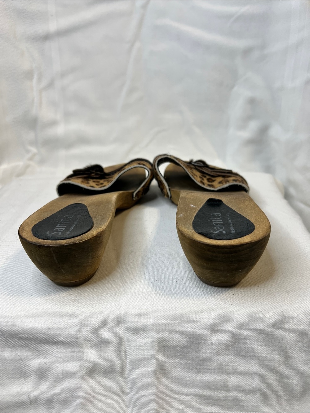 Sanita Camilla Wooden Sandal Featuring Leopard Print Calf Hair. Women’s 38 - Picture 4 of 5